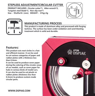 DSPIAE Stepless Adjustment Circular Cutter MT-C