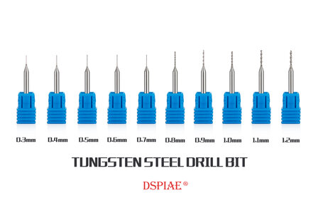 DSPIAE Tungsten Drill Bits Seperate 0.3mm to 1.2mm DB-01