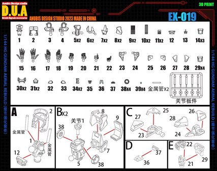 Anubis EX-019 HG Gundam Aerial Rebuild Upgrade Parts