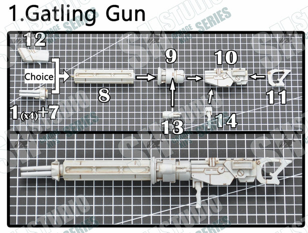 RG MSN-04 Sazabi Dual Gatling Gun plus Metal Chains (Resin Kit)