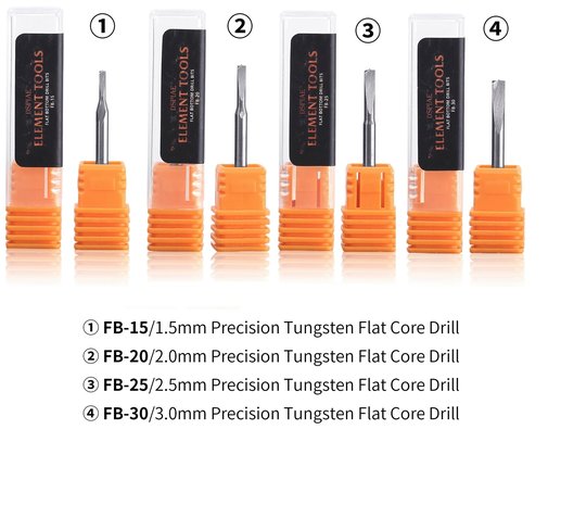 DSPIAE Precision Tungsten Flat Core Drill FB 1.5-3.0mm