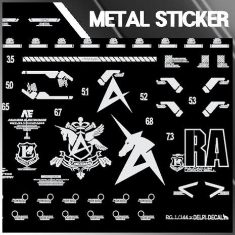 Delpi-Decal RG RX-93 Nu Stickers Metal Silver