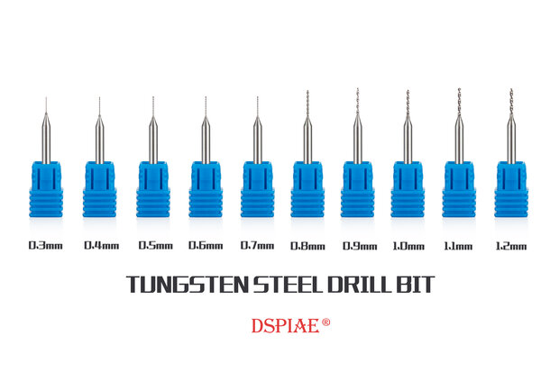 DSPIAE Tungsten Drill Bits Seperate 0.3mm to 1.2mm DB-01