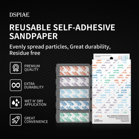 DSPIAE Self-Adhesive Sandpaper Set 400-1500 Grit 100pcs DSP-S01