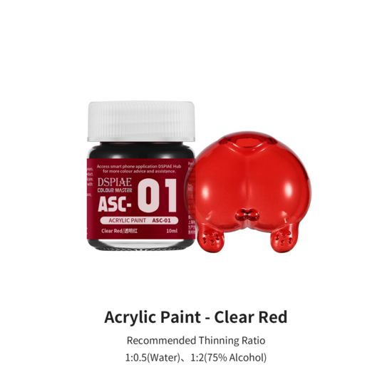 DSPIAE Acrylic Model Paints 10ml Clear Red ASC-01