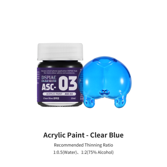 DSPIAE Acrylic Model Paints 10ml Clear Blue ASC-03