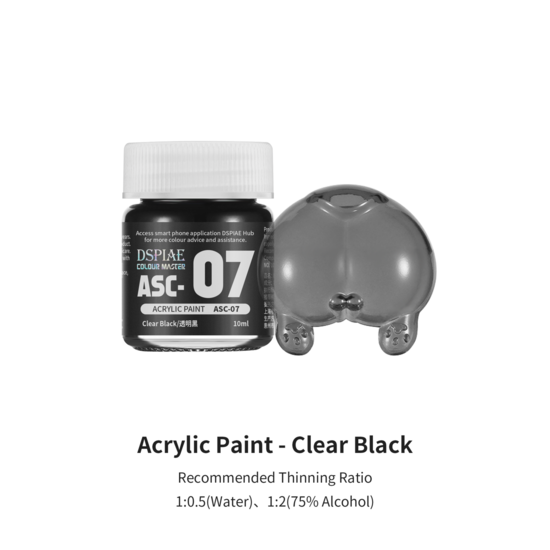 DSPIAE Acrylic Model Paints 10ml Clear Black ASC-07