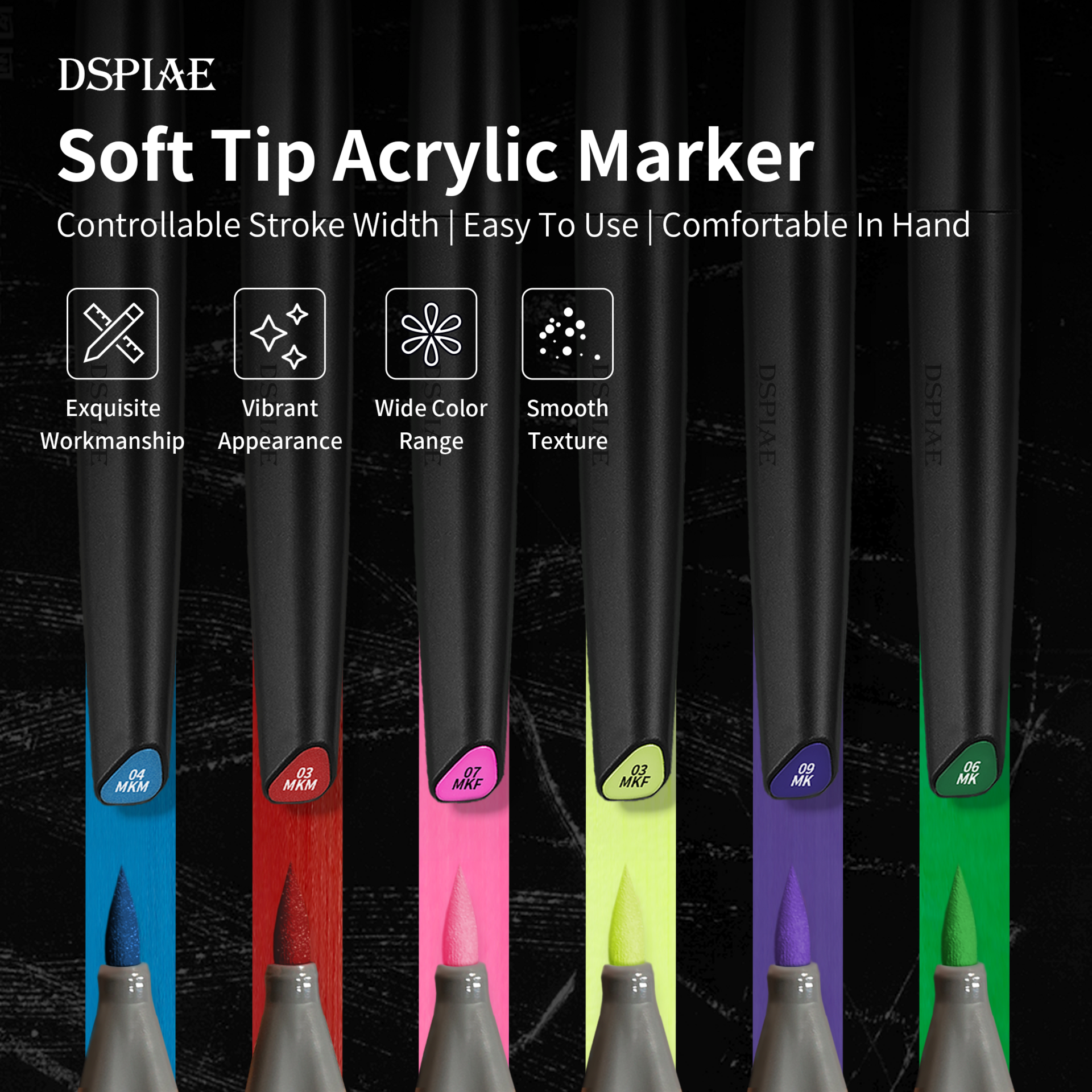 11pcs/set DSPIAE Soft Tipped Marker Pen Acrylic For Plastic Model